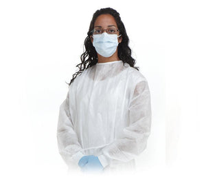 SafeBasic Impervious Gown, Regular, White, 10/bg, 5 bg/cs 8024