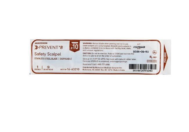 McKesson Safety Scalpel Stainless Steel / Plastic Classic Grip Handle Sterile Disposable 16-37210-EA