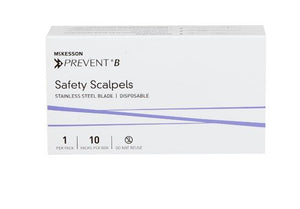 McKesson Safety Scalpel Stainless Steel / Plastic Classic Grip Handle Sterile Disposable 16-37210-EA