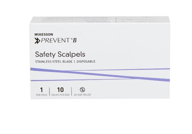 McKesson Safety Scalpel Stainless Steel / Plastic Classic Grip Handle Sterile Disposable 16-37210-EA