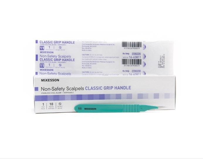 Scalpel Stainless Steel / Plastic Classic Grip Handle Sterile Disposable 16-63810