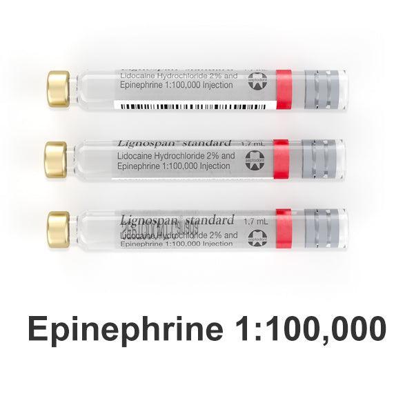 Lignospan Standard Lidocaine 2% with Epinephrine 1:100,000 Cartridges, Box of 50 - 1.7 mL 01A1100-1