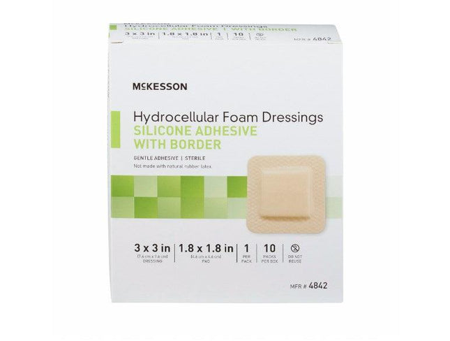 Silicone Foam Dressing 3 X 3 Inch Square Silicone Adhesive with Border Sterile