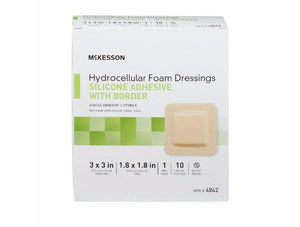 Silicone Foam Dressing 3 X 3 Inch Square Silicone Adhesive with Border Sterile 4842