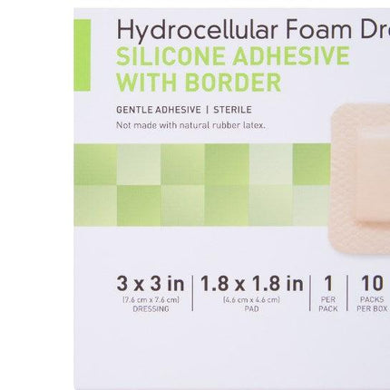 Silicone Foam Dressing 3 X 3 Inch Square Silicone Adhesive with Border Sterile | McKesson | SurgiMac