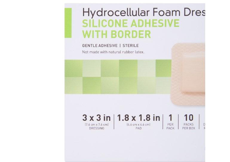 Silicone Foam Dressing 3 X 3 Inch Square Silicone Adhesive with Border Sterile 4842