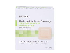 Silicone Foam Dressing 3 X 3 Inch Square Silicone Adhesive with Border Sterile 4842