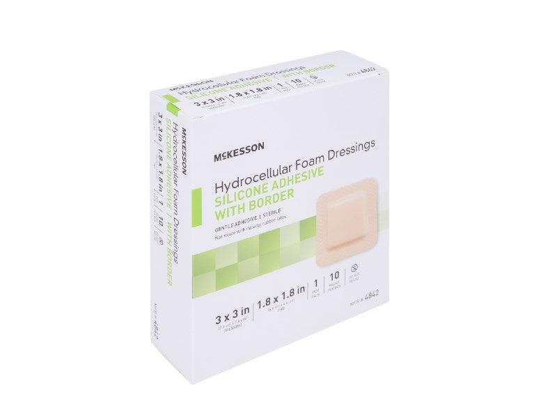Silicone Foam Dressing 3 X 3 Inch Square Silicone Adhesive with Border Sterile 4842