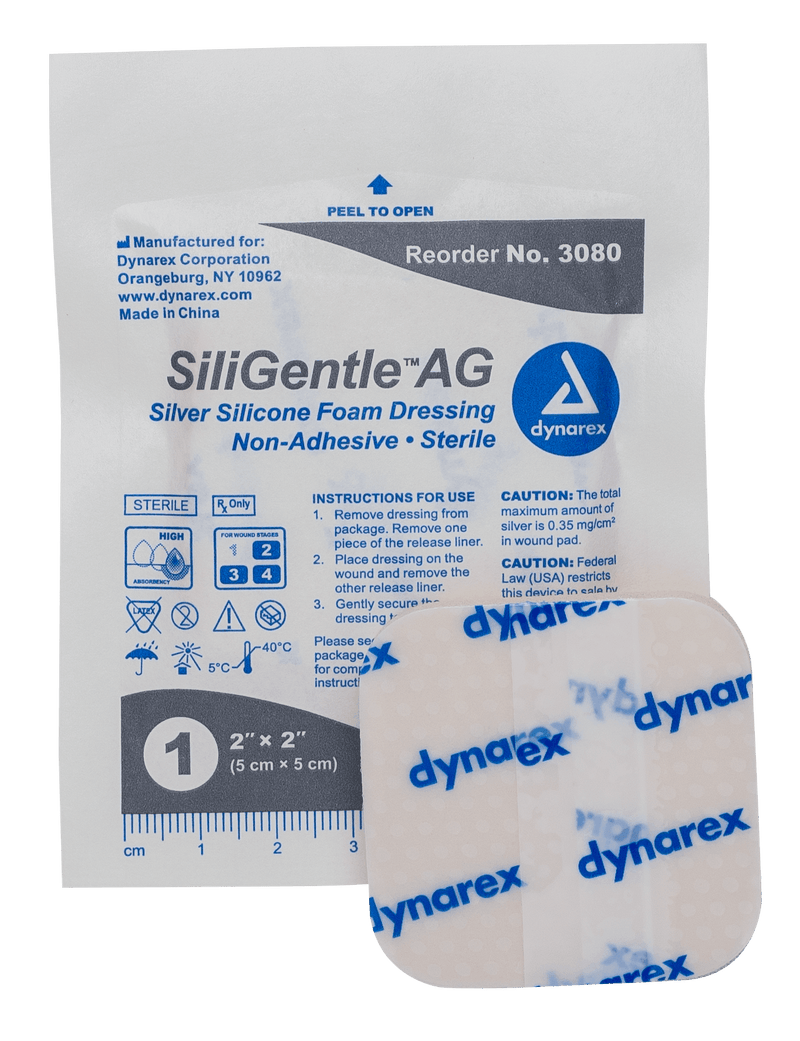 SiliGentle AG Silver Silicone Foam Dressing 3080