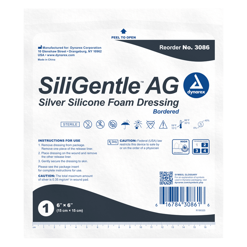 SiliGentle AG Silver Silicone Foam Dressing 3080