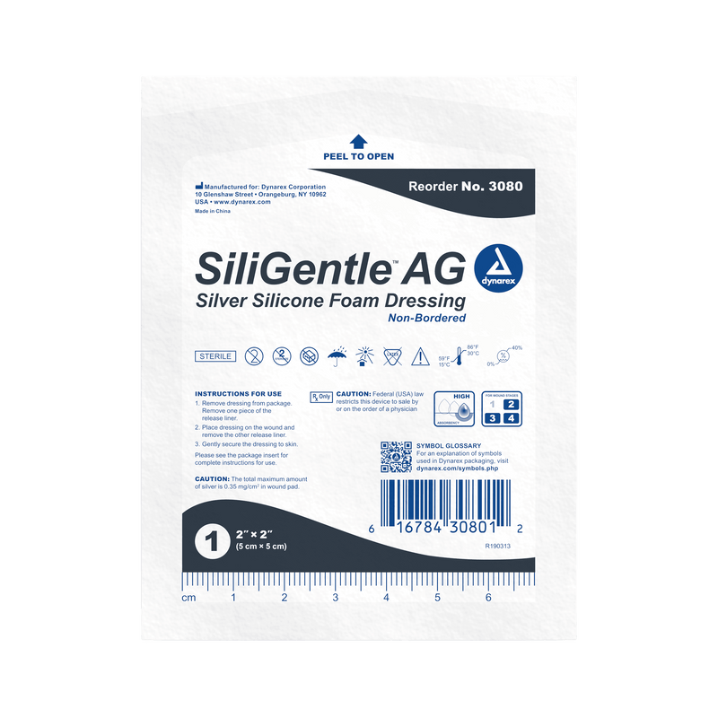 SiliGentle AG Silver Silicone Foam Dressing 3080