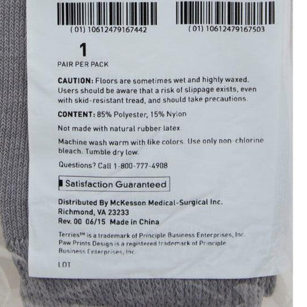Slipper Socks McKesson Terries™ 2X-Large Gray Above the Ankle