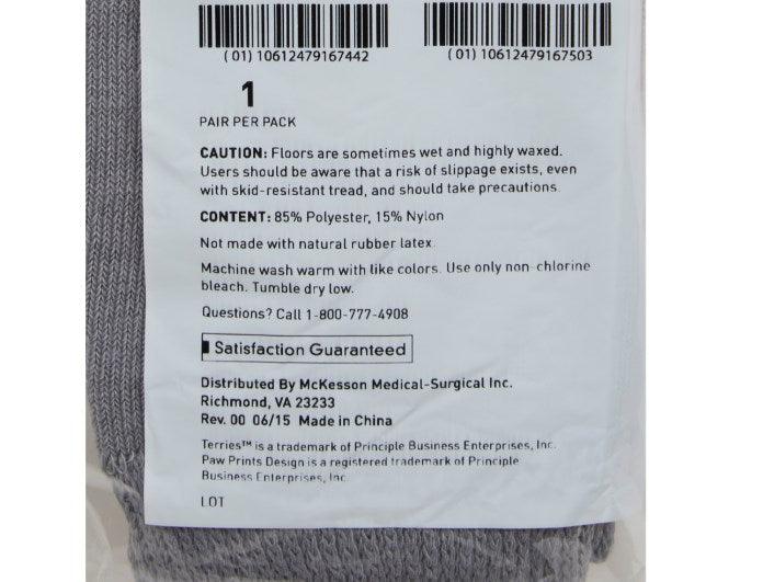 Slipper Socks McKesson Terries™ 2X-Large Gray Above the Ankle 40-3800-001