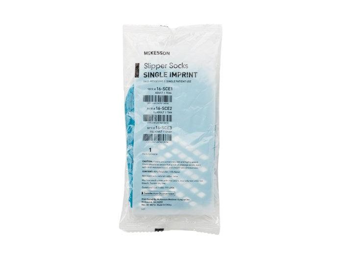 Slipper Socks Paw Prints One Size Fits Most Teal Above the Ankle 40-1069-1