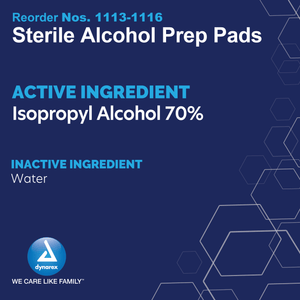 Dynarex Sterile Alcohol Prep Pads: Pre-moistened with 70% Isopropyl Alcohol 1113-1