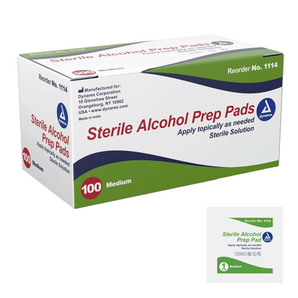 Dynarex Sterile Alcohol Prep Pads: Pre-moistened with 70% Isopropyl Alcohol