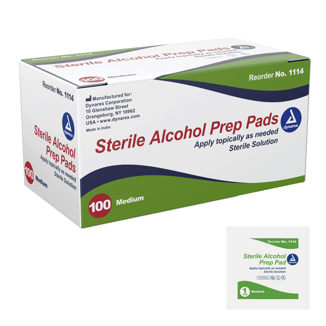 Dynarex | Dynarex Sterile Alcohol Prep Pads: Pre-moistened with 70% Isopropyl Alcohol | 1114-1