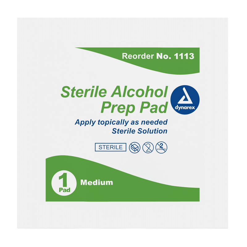 Dynarex Sterile Alcohol Prep Pads: Pre-moistened with 70% Isopropyl Alcohol 1113-1