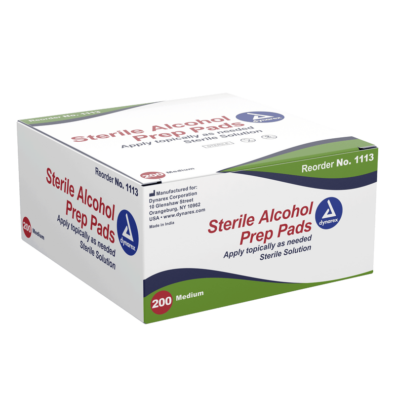 Dynarex Sterile Alcohol Prep Pads: Pre-moistened with 70% Isopropyl Alcohol 1113-1