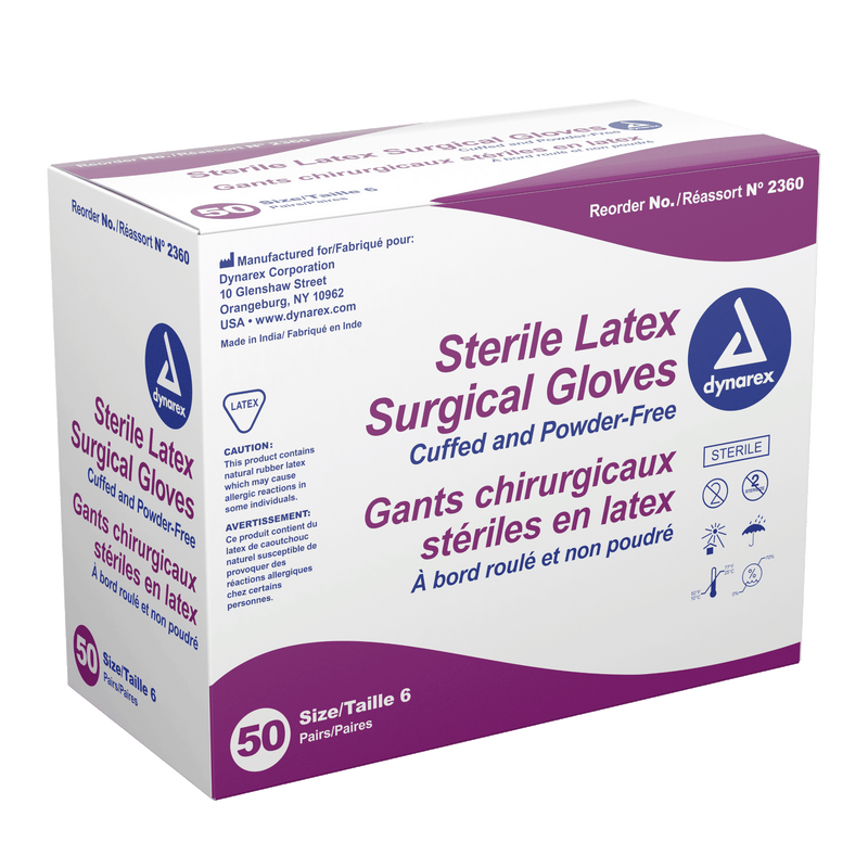 Sterile Latex Surgical Gloves, Powder-Free 2360