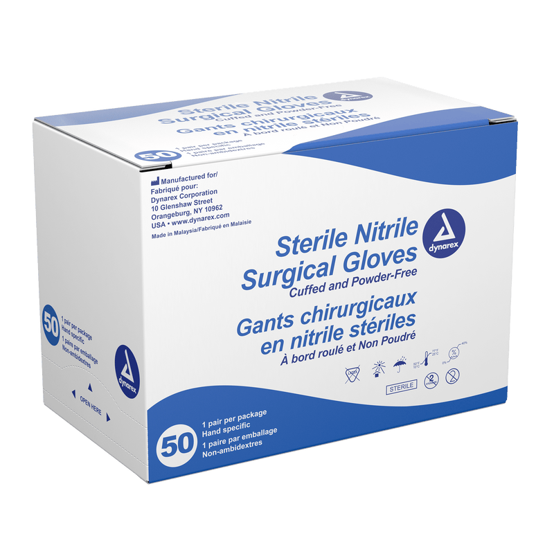 Nitrile Sterile Surgical Gloves, Pairs by Dynarex 6533