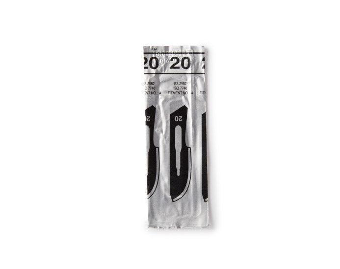 Surgical Blade Stainless Steel No. 20 Sterile Disposable Individually Wrapped SS #20 ST