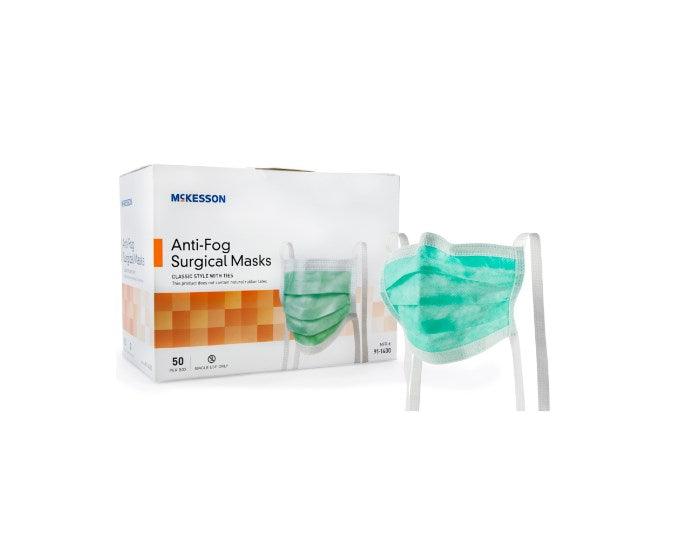 Surgical Mask Anti-fog Pleated Tie Closure One Size Fits Most NonSterile ASTM Level 1 Adult 91-1400-Bx