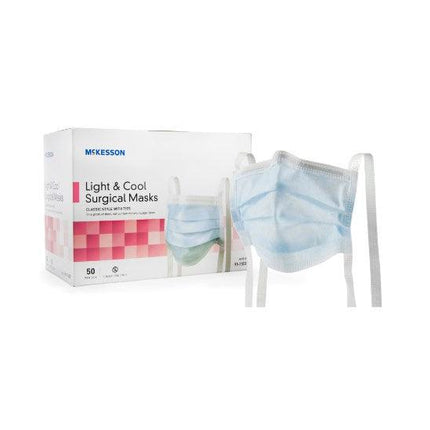 Surgical Mask Pleated Tie Closure One Size Fits Most NonSterile ASTM Level 1 Adult | McKesson | SurgiMac