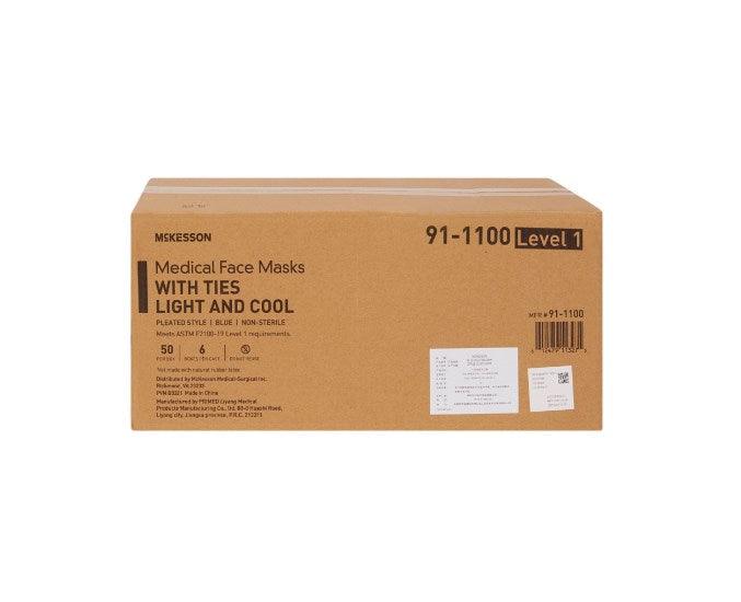 Surgical Mask Pleated Tie Closure One Size Fits Most NonSterile ASTM Level 1 Adult 91-1100-BX