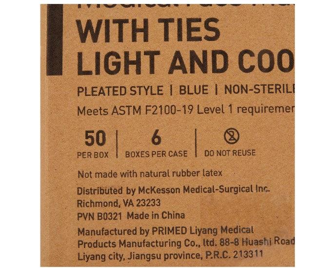 Surgical Mask Pleated Tie Closure One Size Fits Most NonSterile ASTM Level 1 Adult 91-1100-BX