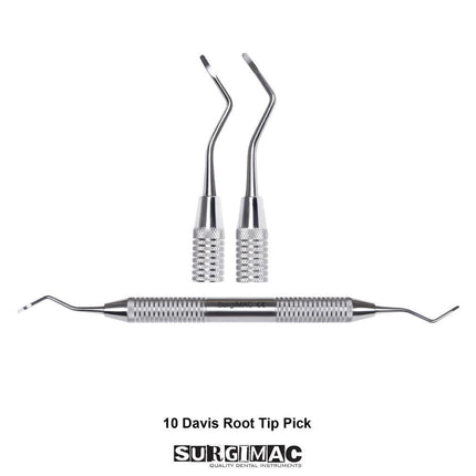 Davis #10 Double End Root Tip Pick with MacAir handle. 420 stainless by SurgiMac