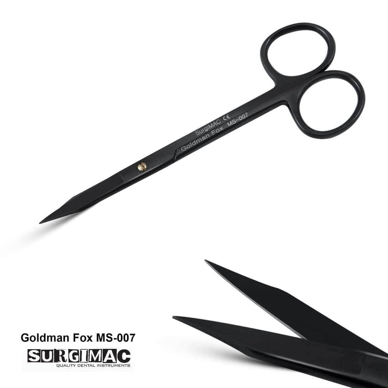 SurgiMac Goldman-Fox Straight Scissors Stainless Steel, Black Series, 1/Pk MS-007