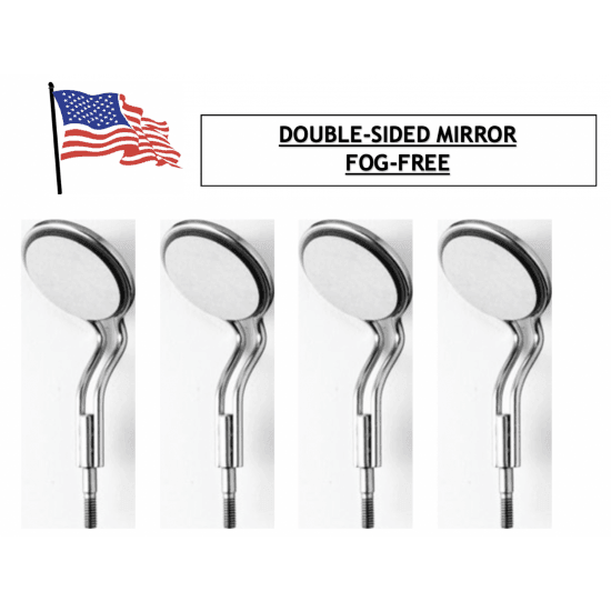 SurgiMac | Dental Mirror handle with double sided mirrors - Ergonomic Hollow Handle (Pack of 8) by SurgiMac | 10-106CS