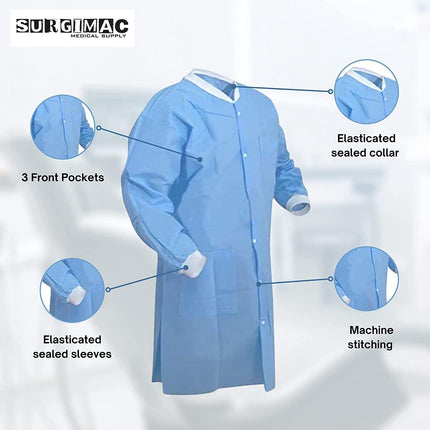 SMS Disposable Lab Coats MacSafe by SurgiMac | Knee Length. 10/Pack