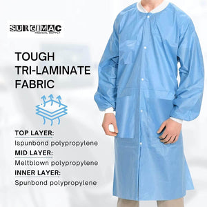 SMS Disposable Coats for labs MacSafe by SurgiMac | Knee Length. 10/Pack 10-1501