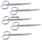 Iris Micro Dissecting Dental Lab Sharp Scissors, 4.5" (11.43cm) Fine Point Curved, Stainless Steel (Set of 5) by SurgiMac 16-2609-5