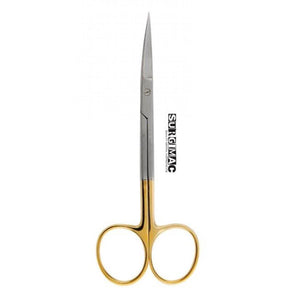 SurgiMac 4.5" Curved Tungsten Carbide Iris Scissors with Gold Handles, Stainless Steel, 1/Pk MS-002