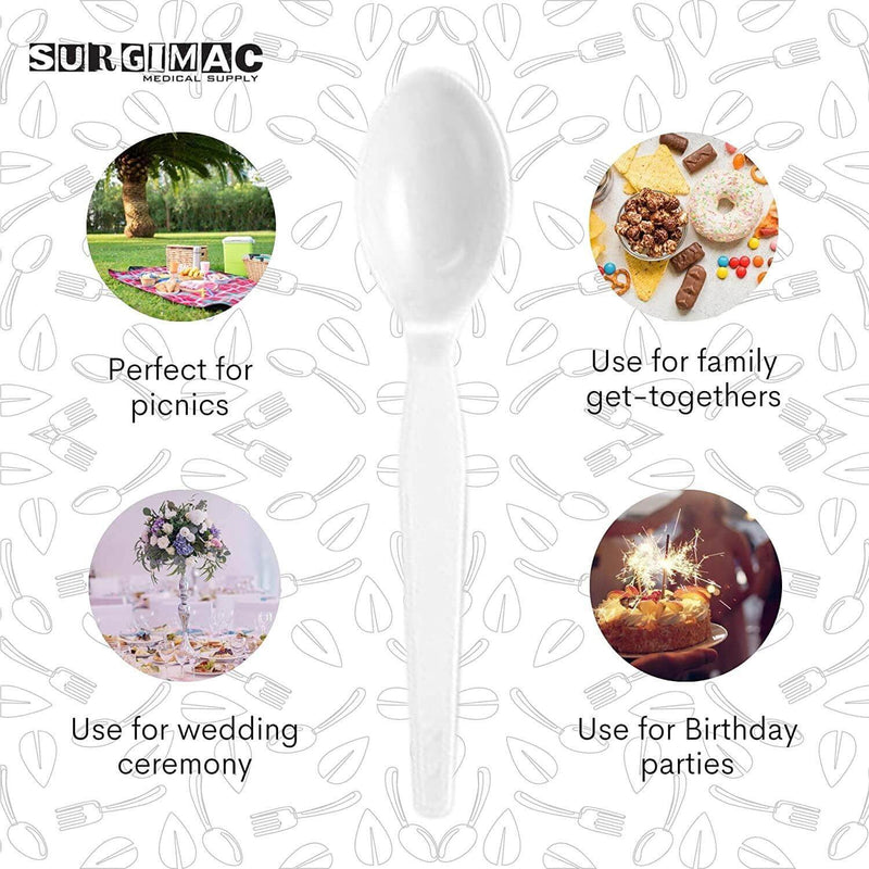 Plastic Spoons - Heavy Duty Spoon Plastic Cutlery - (White or black ) 16-4597