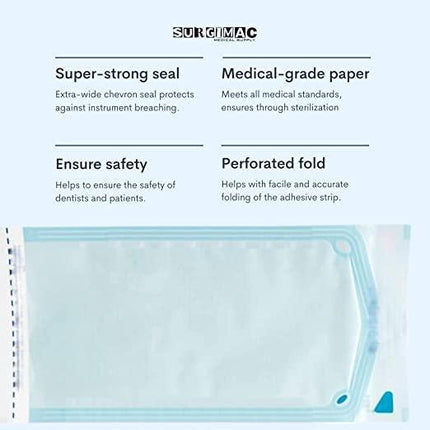 Self Sealing Sterilization Pouch for Dentist Tools - SurgiMac | SS-2254 | | Disposable Dental Supplies, Disposable Medical Supplies, MaxSafe, Other Essentials, Shop Supplies, Sterilization Pouch | SurgiMac | SurgiMac