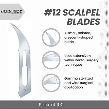 Sterile Stainless Steel Surgical Scalpel Blades - MaxCut - 100/Bx | 10-1212 | | Instruments, Knives and Scalpels, MaxCut, Surgical Blade, Surgical instruments | SurgiMac | SurgiMac