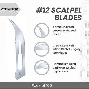 SurgiMac #10 Sterile Stainless Steel Surgical Scalpel Blade, ProCut, Box of 100 10-1212-P