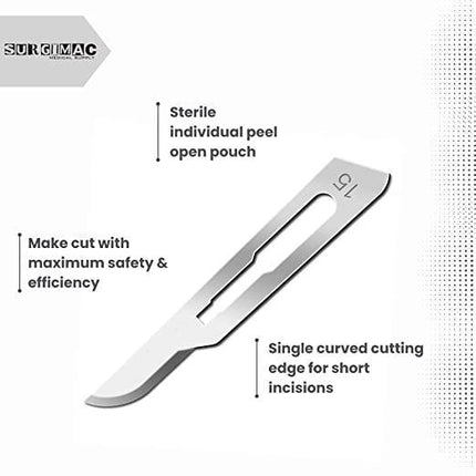 Sterile Stainless Steel Surgical Scalpel Blades - MaxCut - 100/Bx | 10-1215 | | Instruments, Knives and Scalpels, MaxCut, Surgical Blade, Surgical instruments | SurgiMac | SurgiMac
