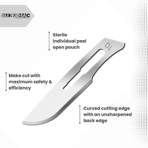 SurgiMac #10 Sterile Stainless Steel Surgical Scalpel Blade, ProCut, Box of 100 10-1210-P