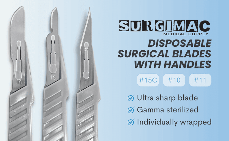 SurgiMac #10 Sterile Stainless Steel Surgical Scalpel Blade, ProCut, Box of 100 10-1210-P