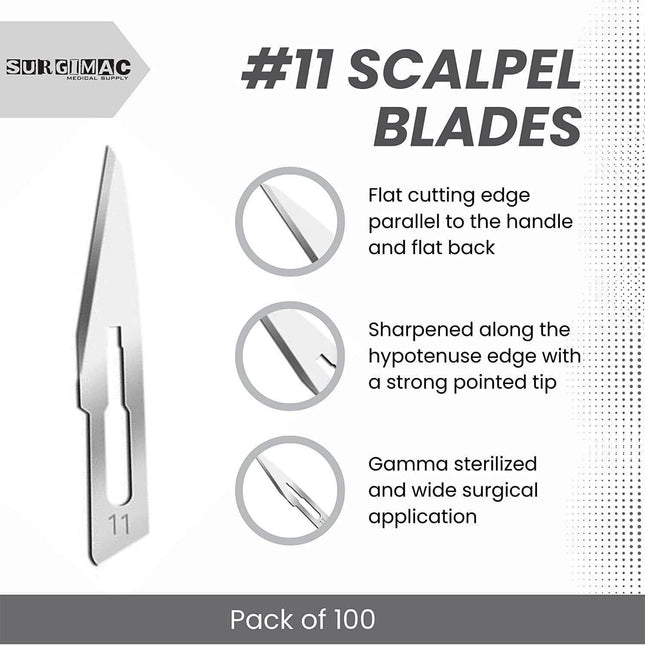 SurgiMac #10 Sterile Stainless Steel Surgical Scalpel Blade, ProCut, Box of 100 10-1211-P
