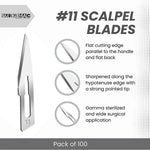 SurgiMac #10 Sterile Stainless Steel Surgical Scalpel Blade, ProCut, Box of 100 10-1211-P
