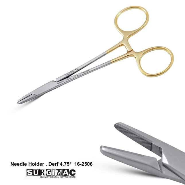 SurgiMac | SurgiMac 4.75" Derf Needle Holder TC, Curved, Stainless Steel, Air Series, 1/Pk | 16-2506