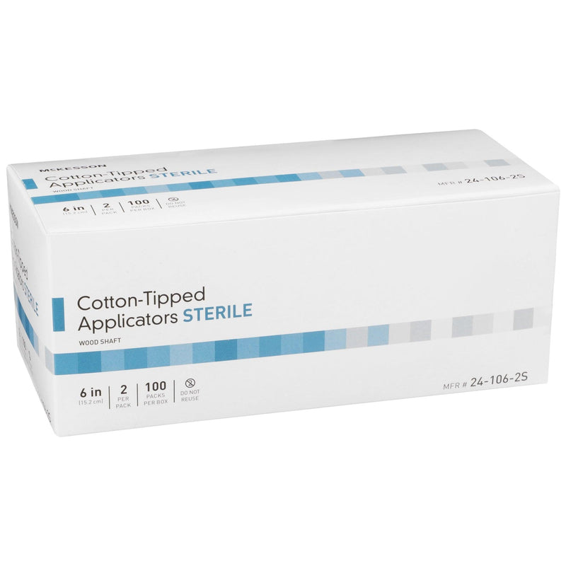 Swabstick Cotton Tip Wood Shaft 6 Inch Sterile 2 per Pack 24-106-2S
