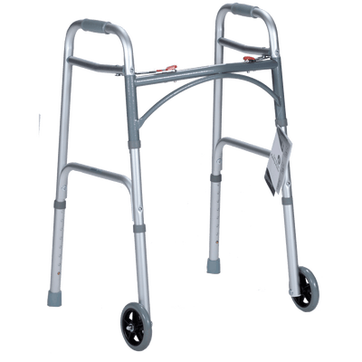 Two Button Folding Walker With Wheels