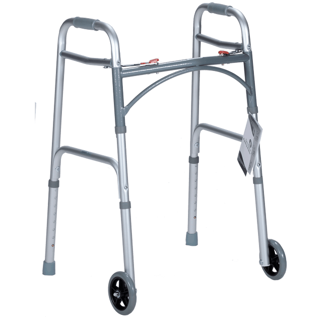 Dynarex | Two Button Folding Walker With Wheels | 10162